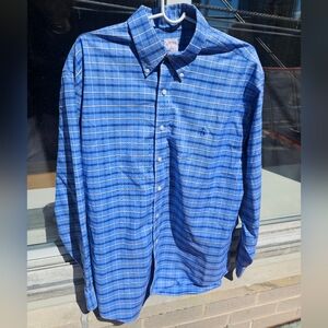 Brooks Brother Non-Iron Original Polo Blue Plaid Button-Up Shirt - Size L